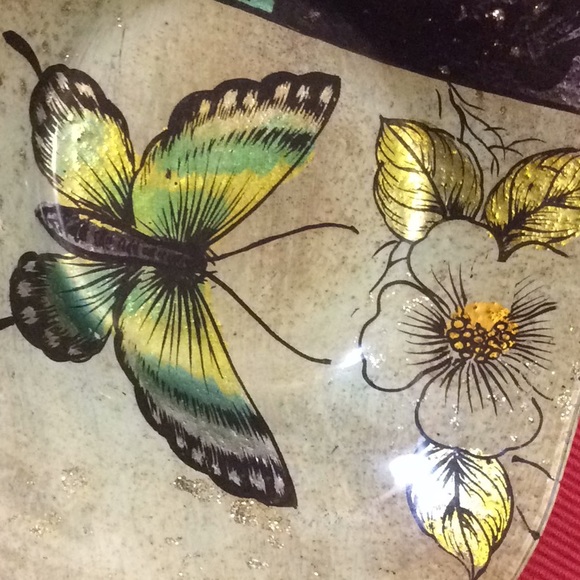 Glazed Butterfly Bowl trinket jewelry serving - Picture 7 of 8